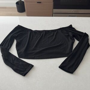 Fashion Nova Black Ribbed Crop Top